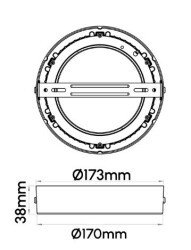 Lamptime 16W Sıva Üstü Slim Downlight 6500k Yuvarlak Siyah Gövde - 3