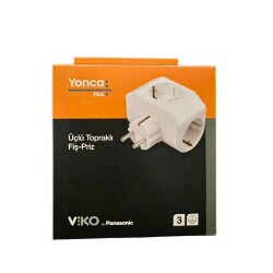 Viko Yonca Plus Beyaz Üçlü Topraklı Priz - 2