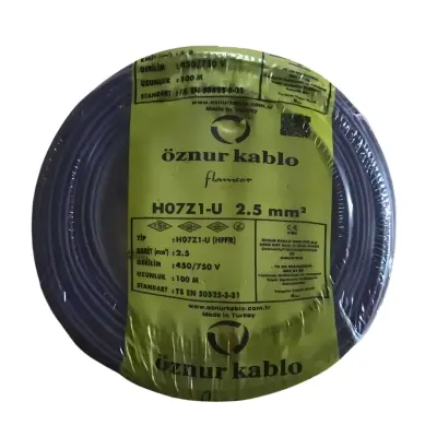 Öznur NYA Kablo 2,5 mm² Siyah ( H07Z1-U ) Halojen Free - 1