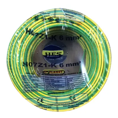 Hes Nyaf Kablo 6 Mm Sarıyeşil ( H07z1-K ) Halojen Free - 1