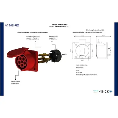 Nead 5X32 A Kapaklı Makina Prizi - 3