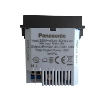 Thea Panasonic Modüler Siyah Usb Type A+C 5V 3A Mekanizma+Kapak - 2