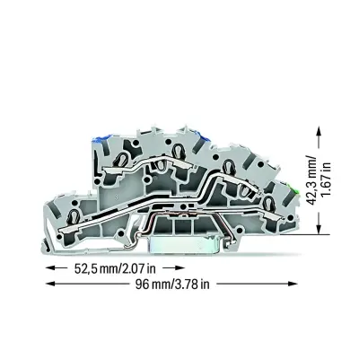 Wago 3-katlı 4 (2,5) mm² L/L Gri - 2