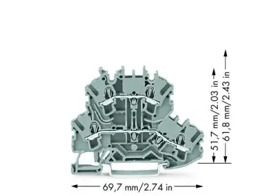 Wago 2-katlı 4 (2,5) mm2 Ray Klemens Gri L/L - 2