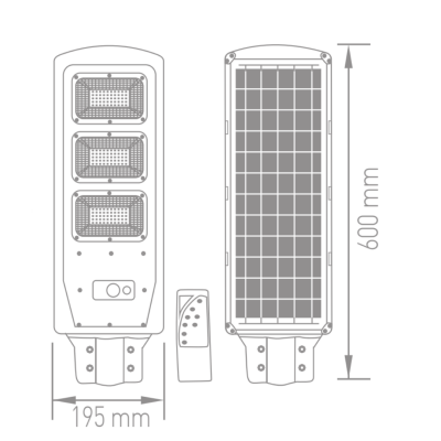 ACK AT42-09031 90W Solar Sokak Armatürü 1120 Lümen 6500K Beyaz Işık IP65 - 2